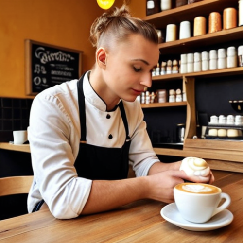**

"A barista in a cozy Warsaw café, remembering a regular customer's order (e.g., a *kawa latte* with extra foam), creating a personalized experience. Warm, inviting atmosphere, with Polish pastries displayed."

**
